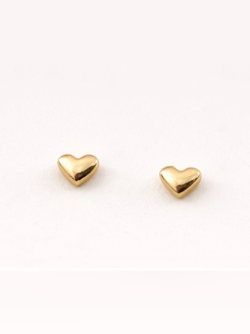 Gold Heart Stud Earrings Minimal Polished Silver Gold Plated